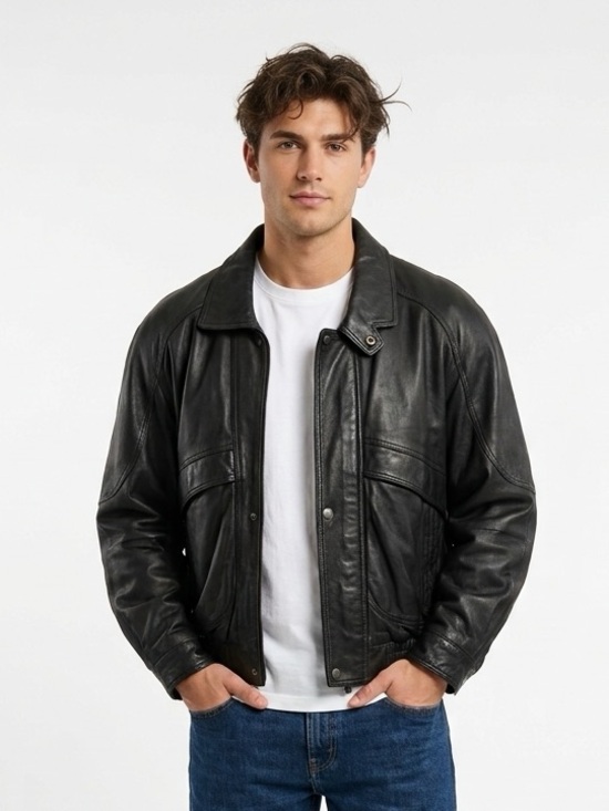 Adler Other - Vintage ADLER Y2K Mens Black Leather Bomber Jacket M Medium $300 EUC lcsr